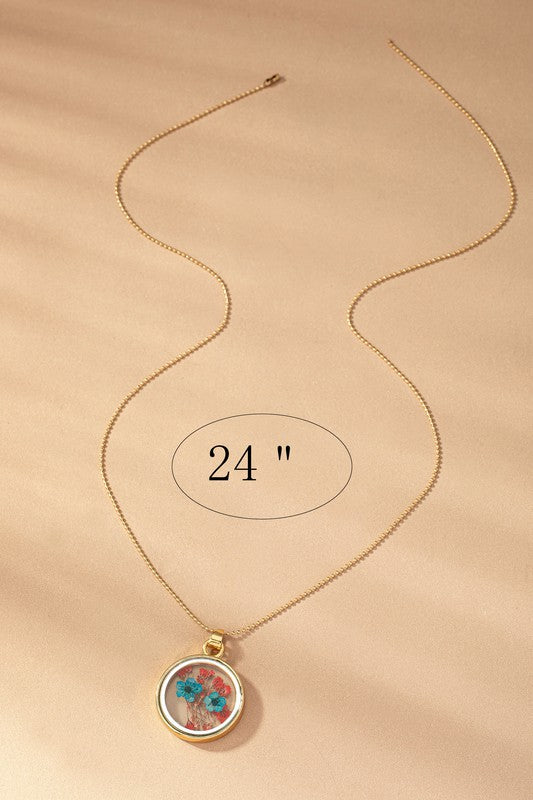Collar Artesanal de Flores Naturales Preservadas - Joyería Boho Chic en Oro