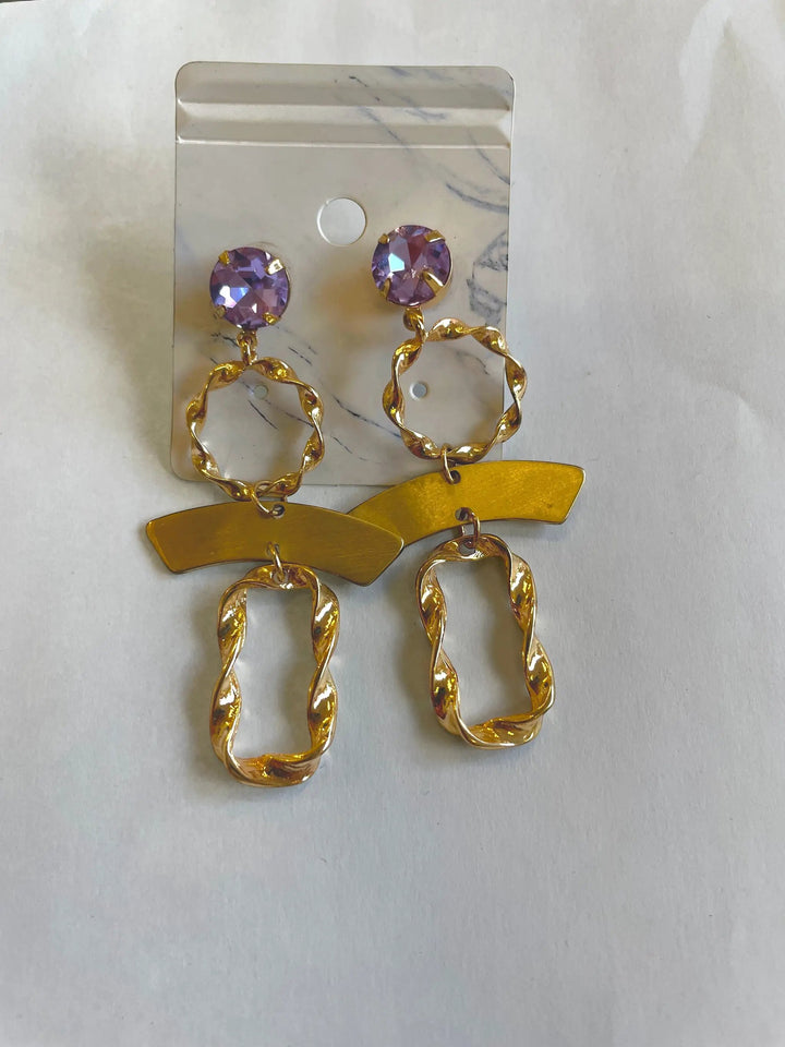 Aretes diamante morado by Yanet Collective