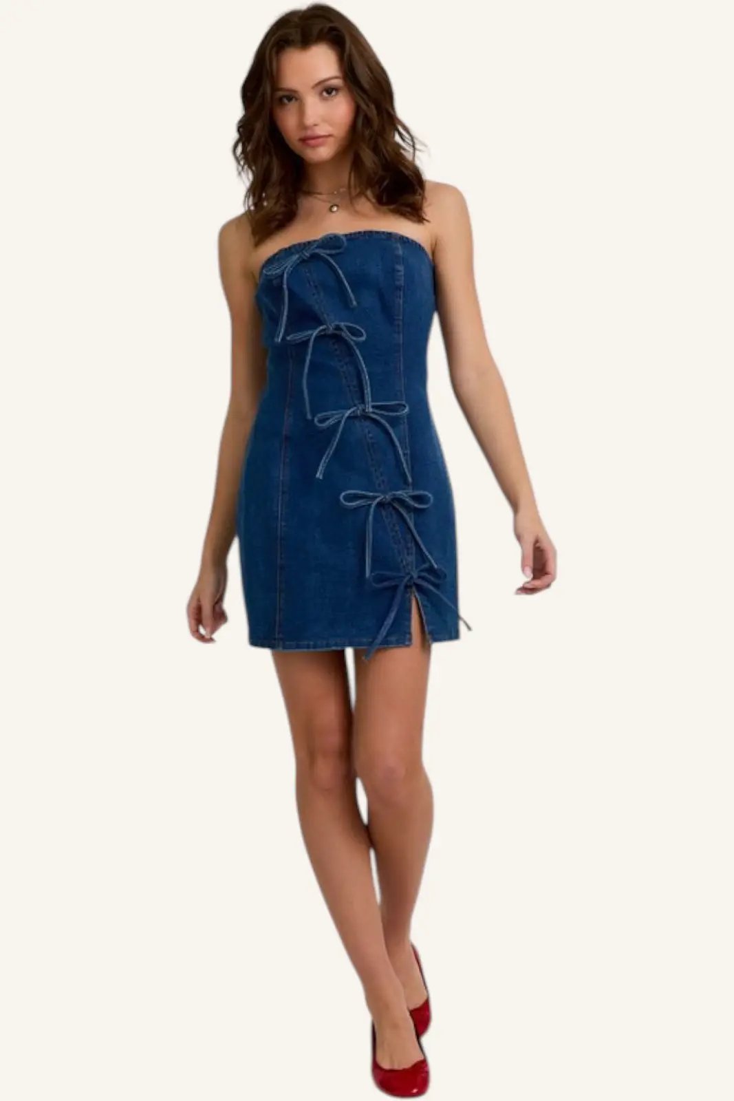 Vestido Denim Mezclilla Corto Moños by Yanet Collective