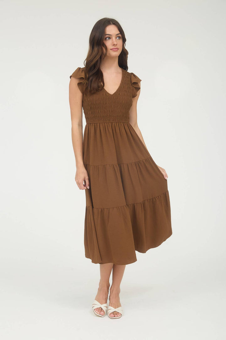 Vestido Maxi Boho con Mangas Volantes - Elegancia Fluida para Bodas y Verano