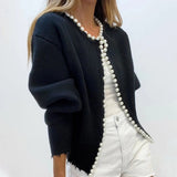 Sueter Cardigan Negro Aperlado