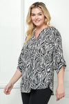 Blusa de Tallas Grandes con Estampado Abstracto de Cebra