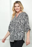 Blusa de Tallas Grandes con Estampado Abstracto de Cebra