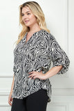 Blusa de Tallas Grandes con Estampado Abstracto de Cebra