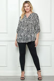 Blusa de Tallas Grandes con Estampado Abstracto de Cebra