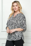 Blusa de Tallas Grandes con Estampado Abstracto de Cebra