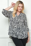 Blusa de Tallas Grandes con Estampado Abstracto de Cebra