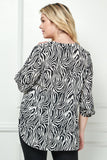 Blusa de Tallas Grandes con Estampado Abstracto de Cebra