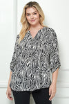 Blusa de Tallas Grandes con Estampado Abstracto de Cebra