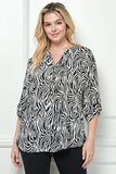 Blusa de Tallas Grandes con Estampado Abstracto de Cebra
