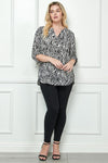 Blusa de Tallas Grandes con Estampado Abstracto de Cebra