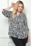 Blusa de Tallas Grandes con Estampado Abstracto de Cebra