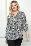 Blusa de Tallas Grandes con Estampado Abstracto de Cebra