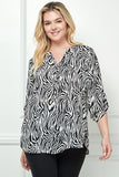 Blusa de Tallas Grandes con Estampado Abstracto de Cebra