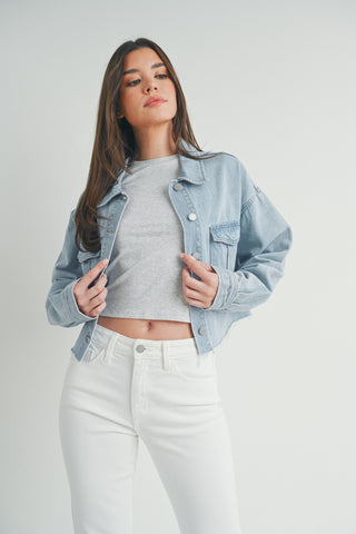 Chaqueta Cargo de Moda Urbana Denim Mezclilla