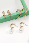Pendientes de aro con perlas de trío