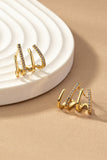 Elegantes Aretes de Aro de Latón con 4 Capas y Pavé de Diamantes de Imitación