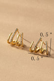 Elegantes Aretes de Aro de Latón con 4 Capas y Pavé de Diamantes de Imitación