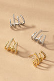 Elegantes Aretes de Aro de Latón con 4 Capas y Pavé de Diamantes de Imitación