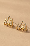 Elegantes Aretes de Aro de Latón con 4 Capas y Pavé de Diamantes de Imitación