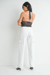 Jeans Cargo Mujer Blanco Pierna Ancha Blanco | Tiro Alto 100% Algodón