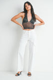 Jeans Cargo Mujer Blanco Pierna Ancha Blanco | Tiro Alto 100% Algodón