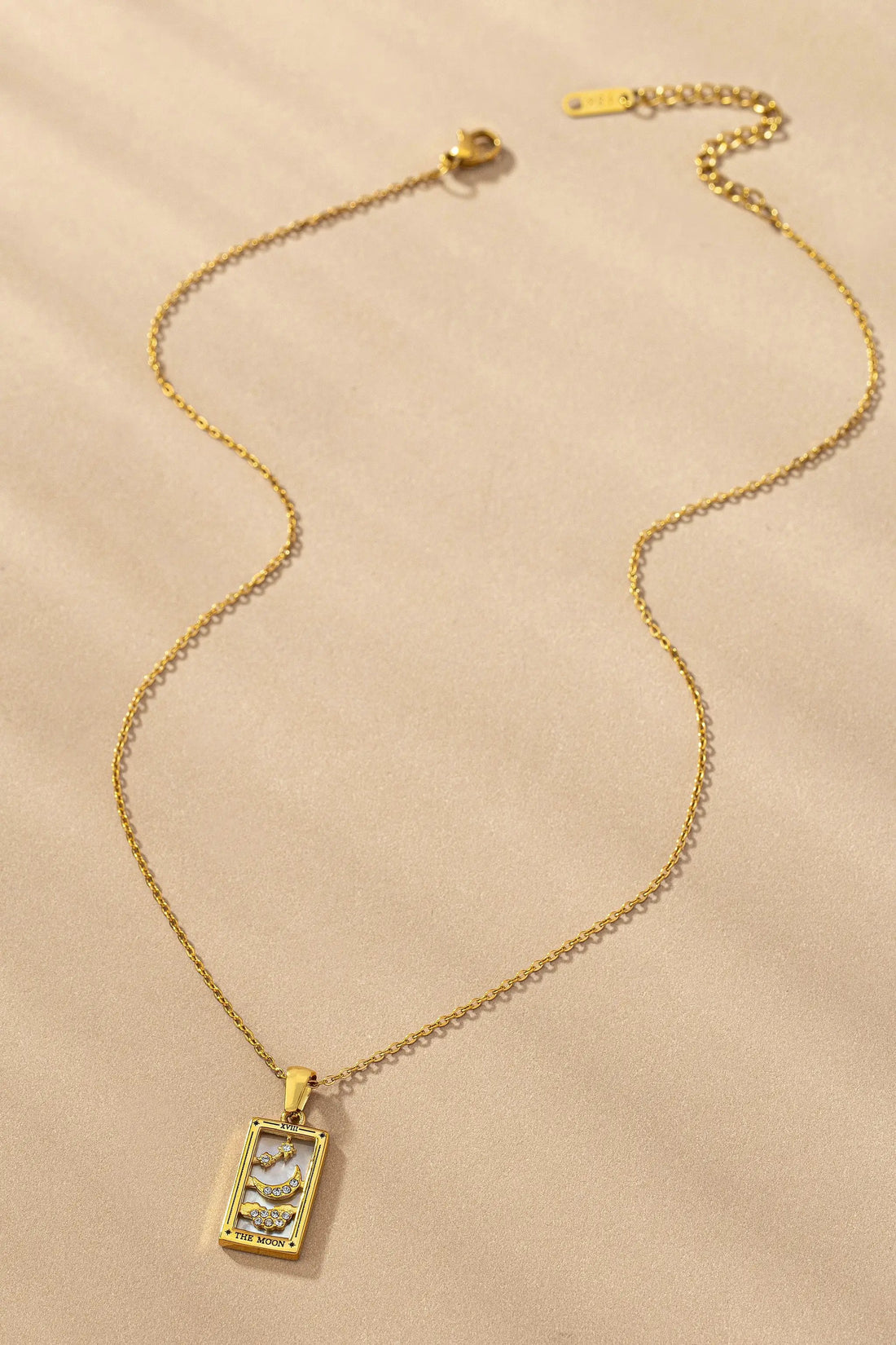 Collar Carta de Tarot con Piedra Natural y Rhinestones | Acero Inoxidable | Chapado PVD Resistente al Agua by LA3accessories