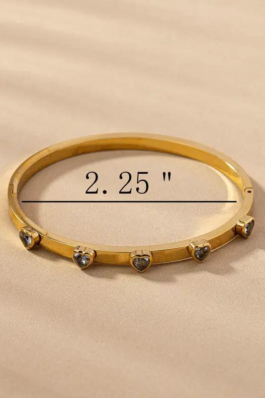 Heart Hinged Bangle with Black Diamond Accents by Yanet Collection