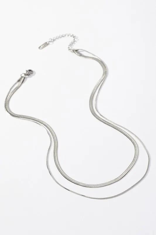Water Proof Two Layer Herringbone Chain Necklace by LA3accessories