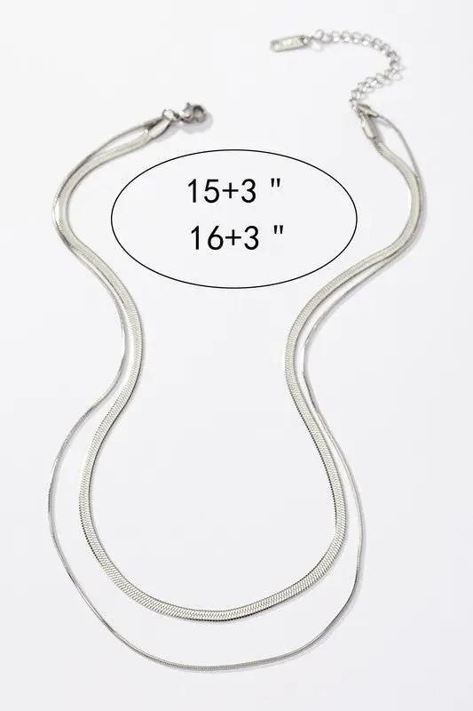 Water Proof Two Layer Herringbone Chain Necklace by LA3accessories