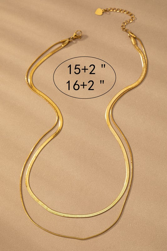 Water Proof Two Layer Herringbone Chain Necklace by LA3accessories