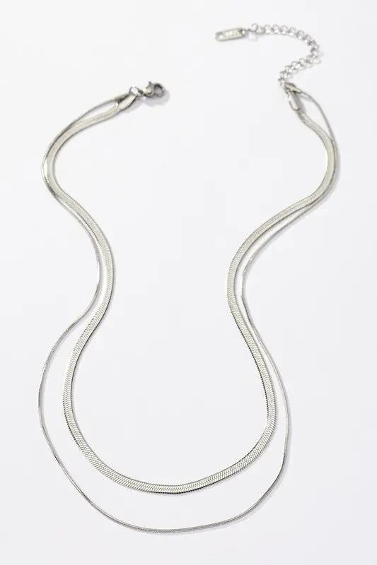 Water Proof Two Layer Herringbone Chain Necklace by LA3accessories