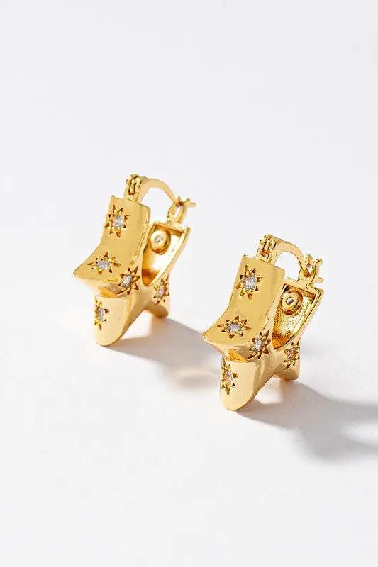 Arracadas de Aro de Latón "Estrellas Grabadas" - Bisutería Resistente al Agua y al Deslustre para Mujer by LA3accessories