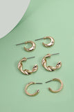 Pendientes de aro con perlas trenzadas Trio Huggie
