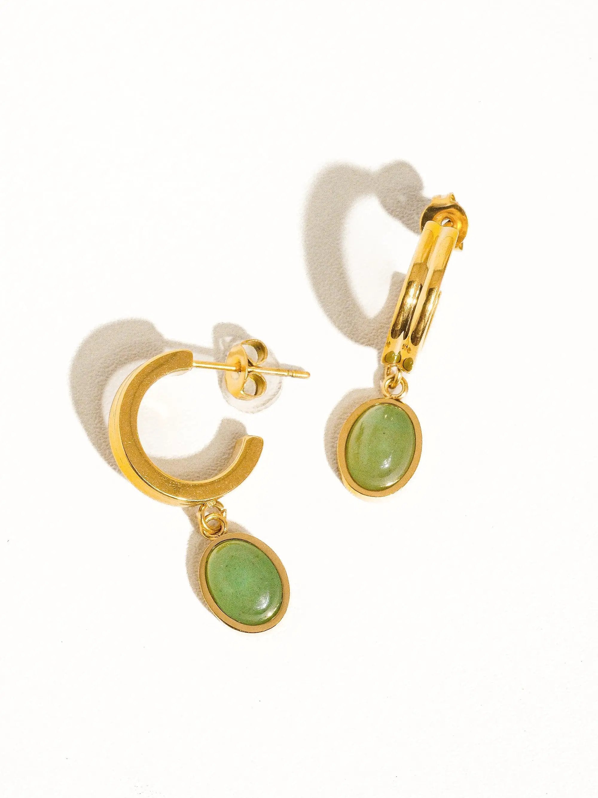 Dainty Round Stone Dangle Earring by Yanet Collective
