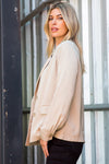 Blazer cruzado con doble botonadura para mujer beige
