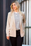 Blazer cruzado con doble botonadura para mujer beige