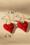 Aretes de Aros Huggie con Forma de Corazón G Esmaltado