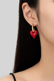 Aretes de Aros Huggie con Forma de Corazón G Esmaltado