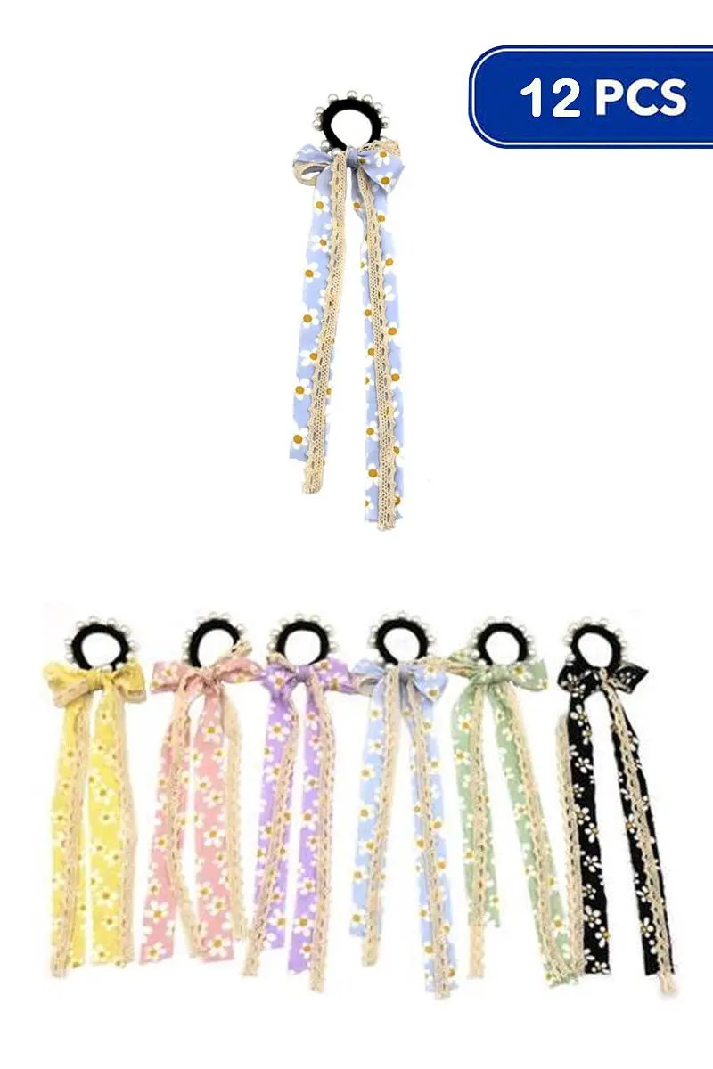 FASHION FLOWER TASSEL PEARL HAIR TIE (12 UNITS) by joiaaccessory.com