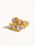 18k Gold Non-tarnish Rhinestone Heart Ring