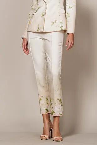 Pantalón Estrecho con Estampado Floral Blanco by Yanet Collective