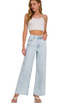 Pantalones Jeans de Mezclilla Talle Alto con Pierna Ancha Recta