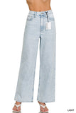 Pantalones Jeans de Mezclilla Talle Alto con Pierna Ancha Recta