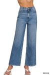 Pantalones de Mezclilla Talle Alto con Pierna Ancha Recta