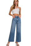 Pantalones de Mezclilla Talle Alto con Pierna Ancha Recta