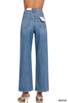 Pantalones de Mezclilla Talle Alto con Pierna Ancha Recta