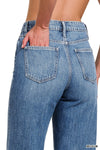 Pantalones de Mezclilla Talle Alto con Pierna Ancha Recta