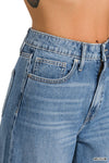 Pantalones de Mezclilla Talle Alto con Pierna Ancha Recta