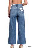 Pantalones de Mezclilla Talle Alto con Pierna Ancha Recta